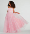 A-line Strapless Floor Length Glittering Mesh Prom Dress