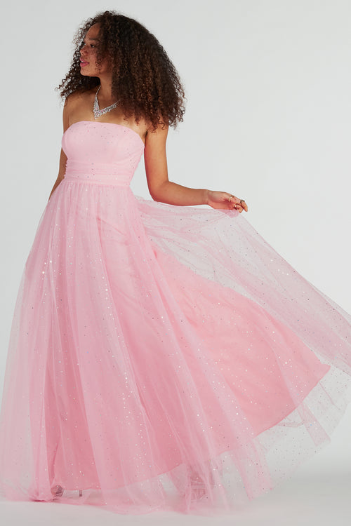 Pink A-line Prom Dress With Stars Princess Bustier Corset Evening Dres –  Okdresses
