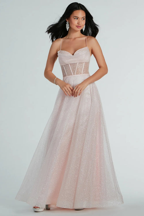 Stunning Off Shoulder Bustier Sheer Corset Layered Tulle Cocktail Midi  Dress – Pink