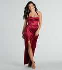 Sexy Corset Waistline Halter Sweetheart Pleated Slit Back Zipper Button Closure Asymmetric Bridesmaid Dress