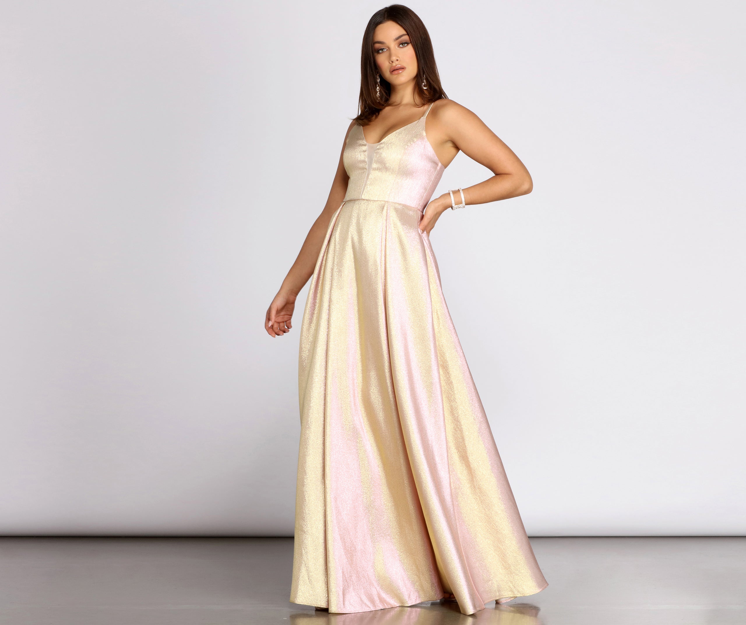 pleated ball gown