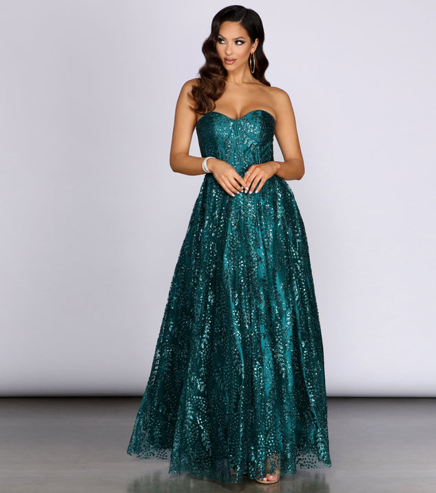 Druipend pakket Voetganger Rae Strapless Glitter Ball Gown | Windsor