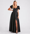 A-line V-neck Pocketed Back Zipper Asymmetric Wrap Slit Stretchy Pleated Floor Length Empire Waistline Short Sleeves Sleeves Sweetheart Ball Gown Prom Dress