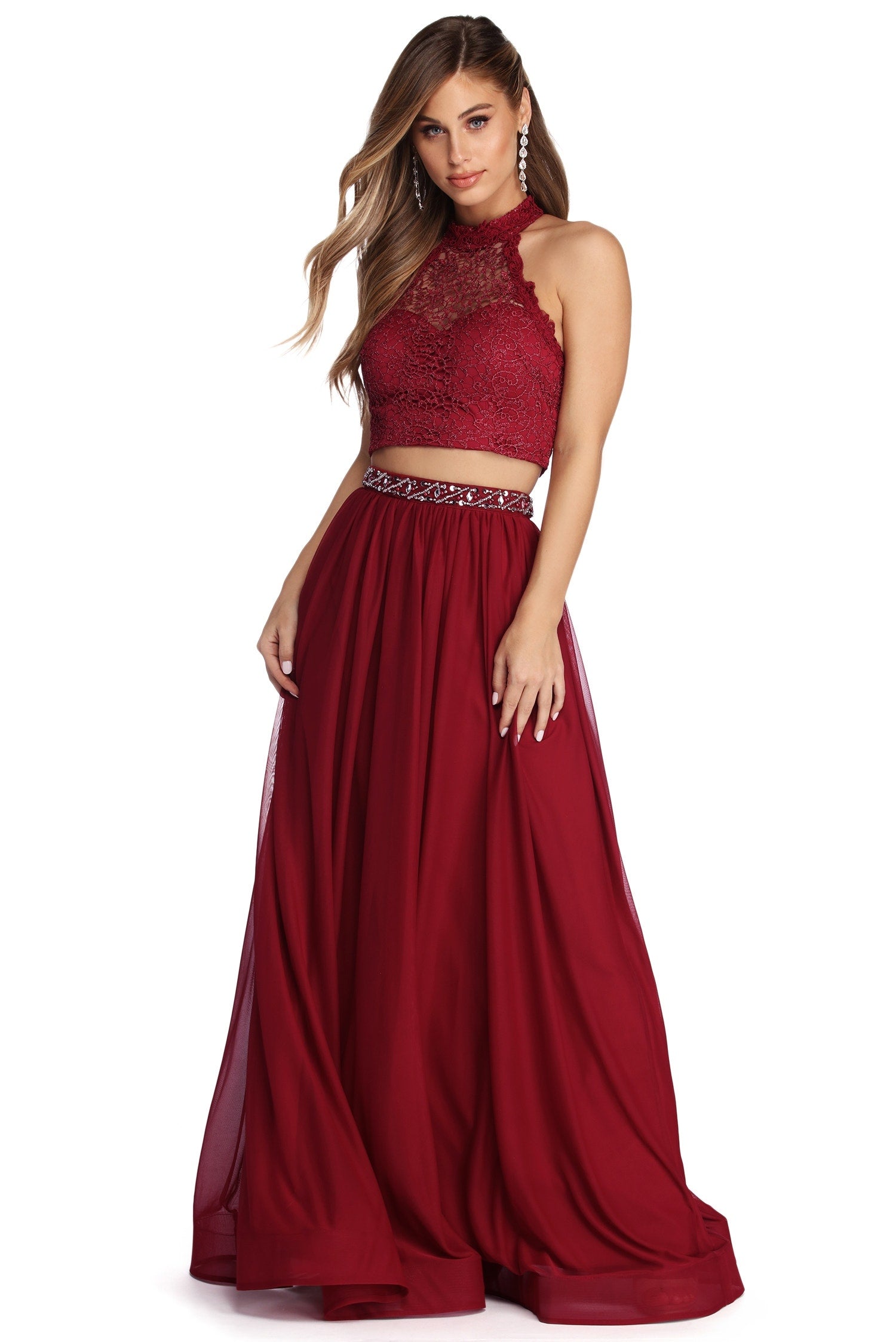 red two piece skirt