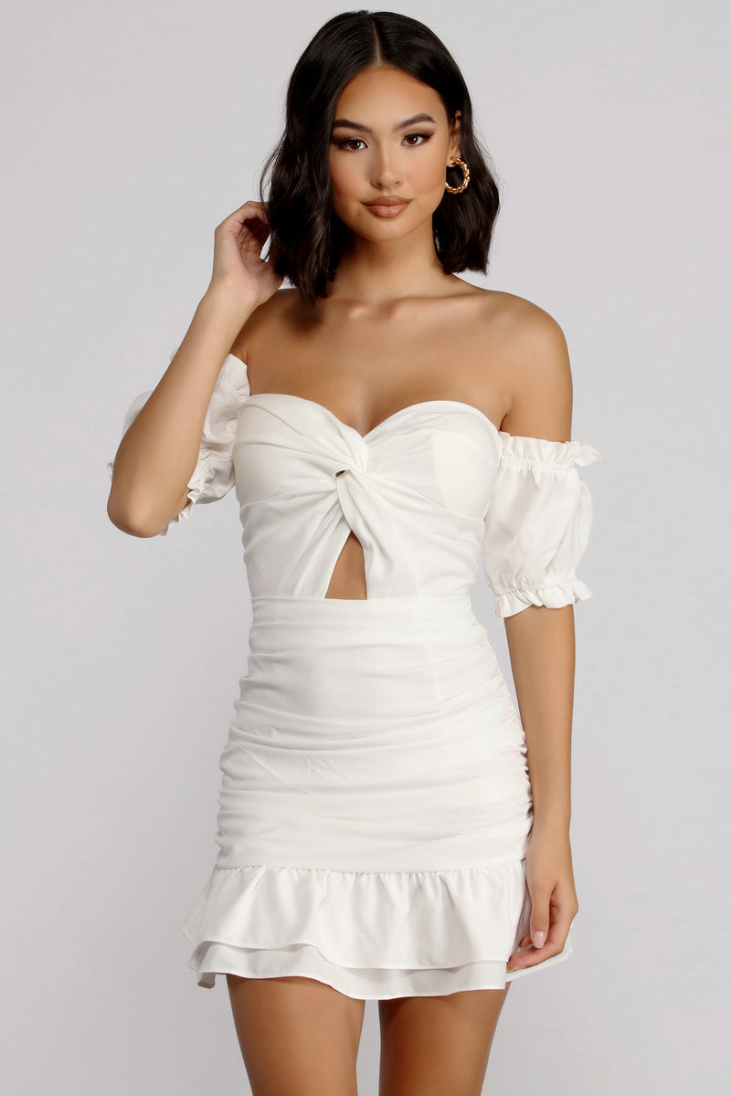 Off Shoulder Ruffle Mini Dress – Windsor