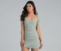 Puff Sleeves Sleeves Short Sweetheart Ruched Mesh Dress