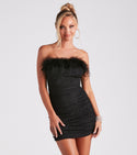 Strapless Short Knit Glittering Ruched Fitted Bodycon Dress/Party Dress
