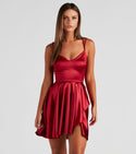V-neck Sleeveless Spaghetti Strap Wrap Fitted Fit-and-Flare Skater Dress/Homecoming Dress/Midi Dress
