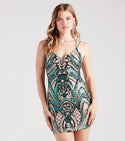 V-neck General Print Knit Sequined Stretchy Mesh Sleeveless Spaghetti Strap Bodycon Dress/Party Dress