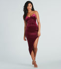 V-neck Sleeveless Spaghetti Strap Glittering Slit Asymmetric Bodycon Dress/Midi Dress