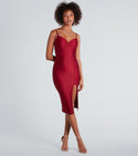 V-neck Spaghetti Strap Slit Above the Knee Knit Dress