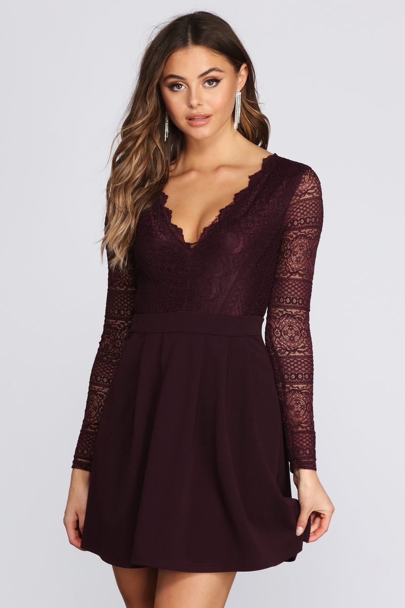 lace bodice skater dress