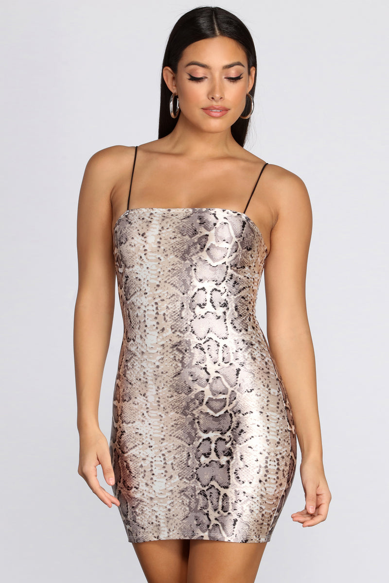 snake print mini dress