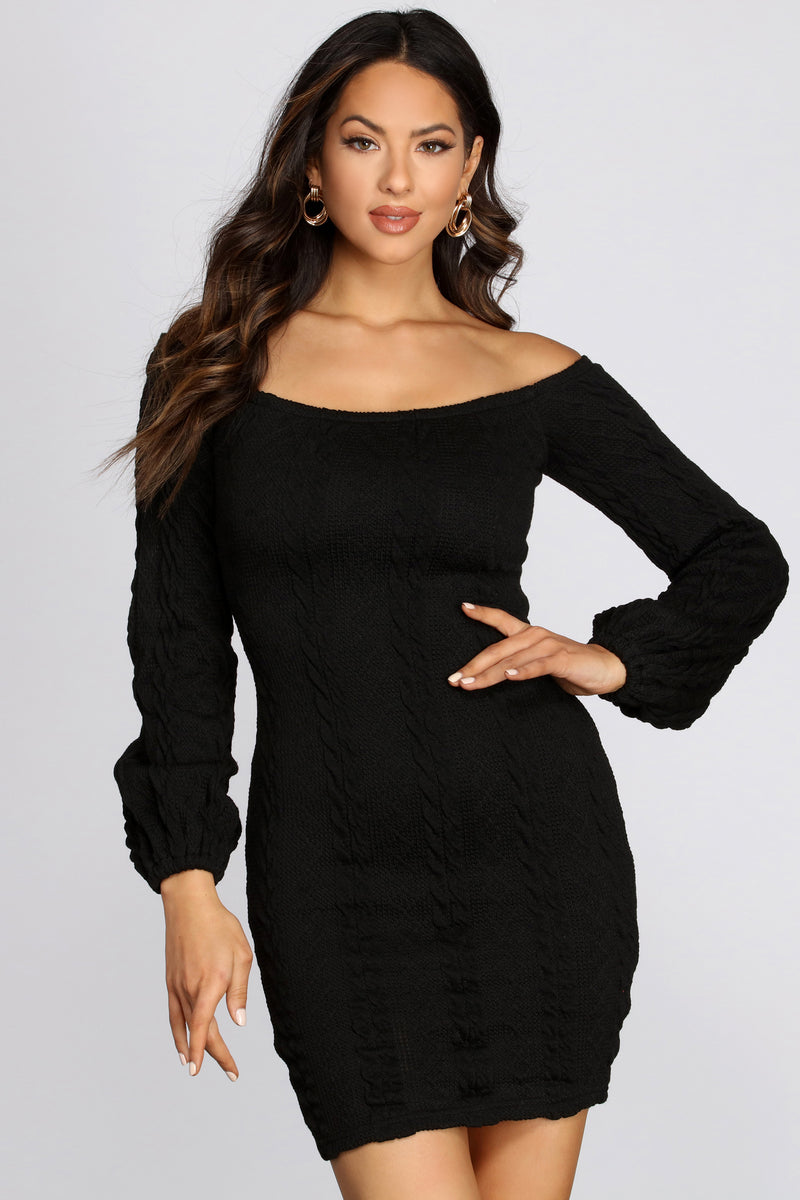 off the shoulder knit dress