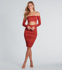 Fitted Cutout Ruched Off the Shoulder Knit Bodycon Dress/Midi Dress