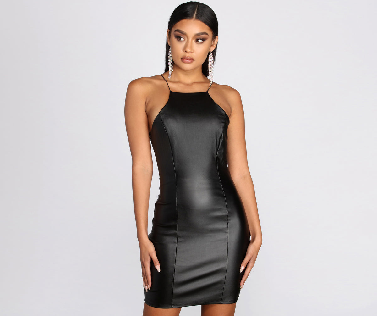 Keep It Edgy Faux Leather Mini Dress & Windsor