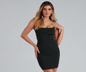 Knit Sleeveless Spaghetti Strap Open-Back Glittering Square Neck Bodycon Dress/Party Dress With Rhinestones