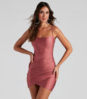 Square Neck Knit Short Sleeveless Spaghetti Strap Faux Wrap Dress