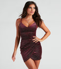 V-neck Glittering Wrap Asymmetric Velvet Sleeveless Spaghetti Strap Party Dress