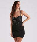 Sleeveless Spaghetti Strap Trim Sweetheart Pleated Back Zipper Short Bodycon Dress/Party Dress With Rhinestones