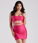 V-neck Cowl Neck Sleeveless Spaghetti Strap Stretchy Draped Cutout Short Knit Bodycon Dress/Party Dress