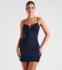 Knit Ruched Glittering Mesh Sleeveless Spaghetti Strap Short Bodycon Dress/Club Dress/Party Dress