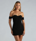 Short Sleeves Sleeves Off the Shoulder Sweetheart Ruched Knit Short Bodycon Dress