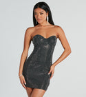 Strapless Sweetheart Spaghetti Strap Short Bodycon Dress With Rhinestones