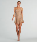 A-line Mesh Sheer Knit Short Sleeveless Spaghetti Strap Square Neck Party Dress With Rhinestones
