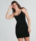 Scoop Neck Spaghetti Strap Short Bodycon Dress With Rhinestones