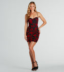 Sexy Sweetheart Short Lace-Up Spaghetti Strap Floral Print Bodycon Dress