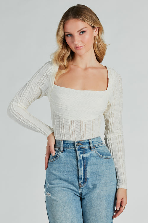 Zip Up Vneck Cotton Rib Long sleeve Bodysuit (Off White) – Makers of Dreams