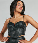 Sultry Snake Print Faux Leather Bustier Top