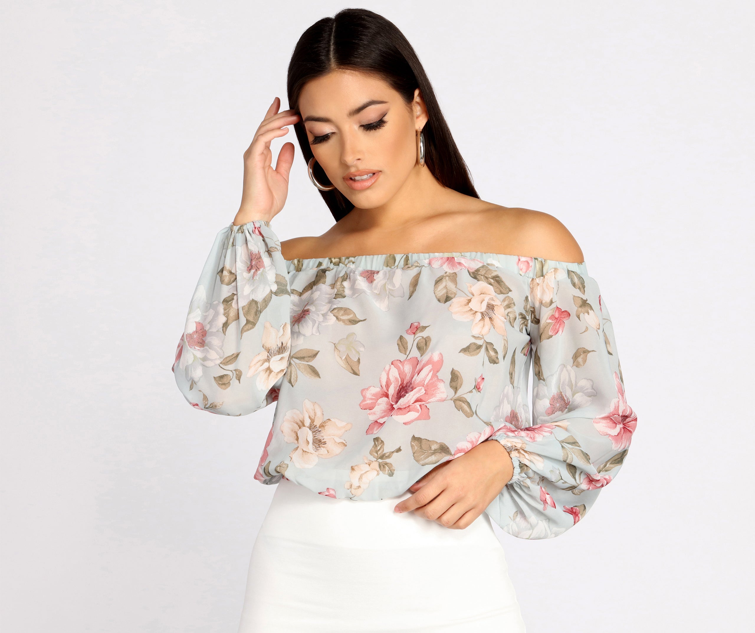 white off the shoulder peplum top