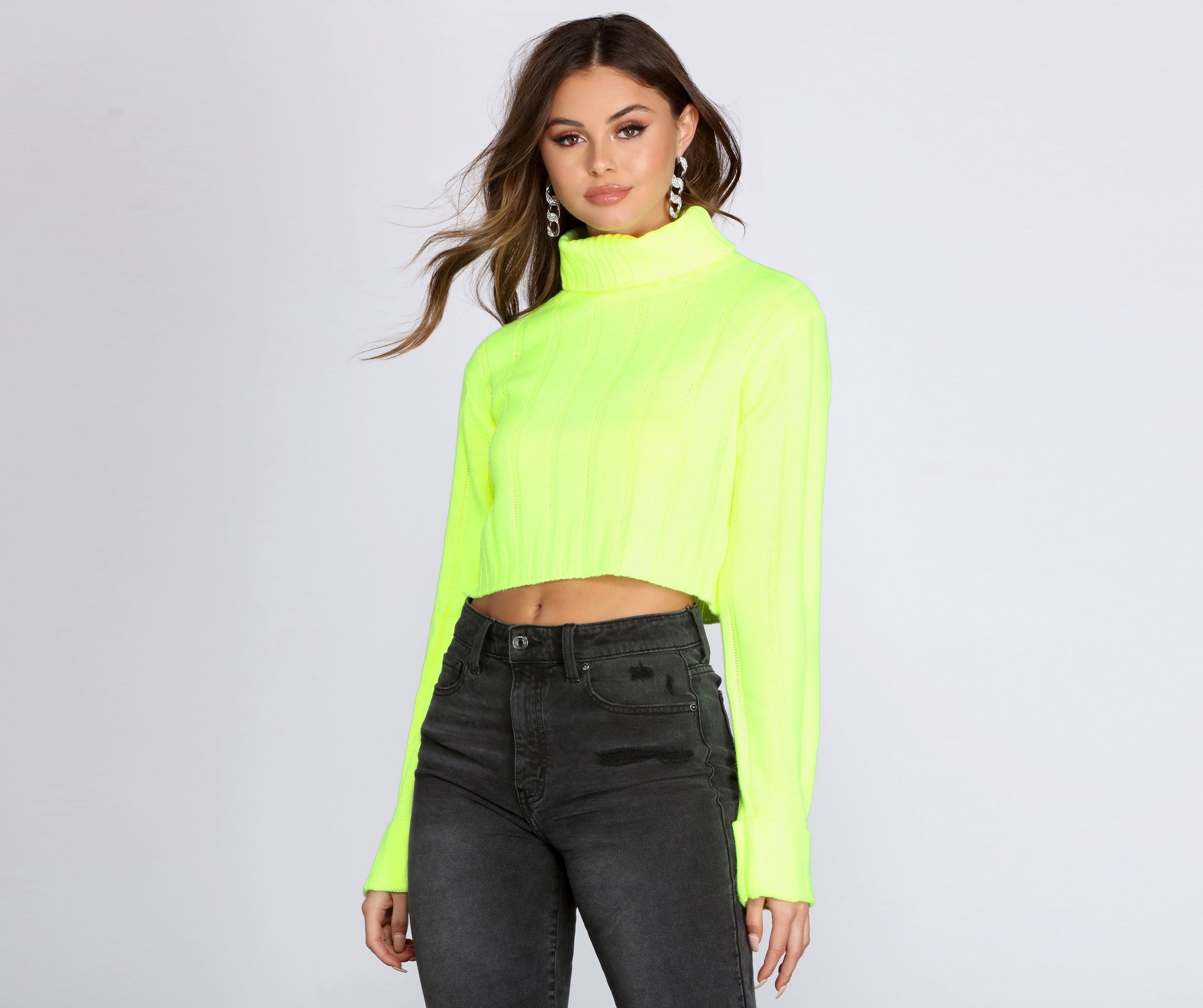 cropped neon sweater