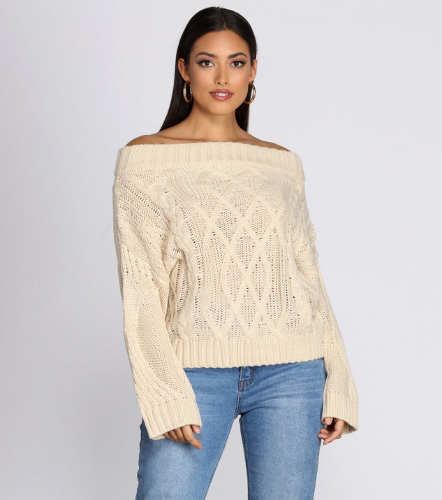 Cable Knit Off Shoulder Sweater & Windsor