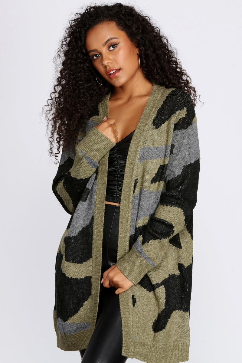 camo sweater cardigan