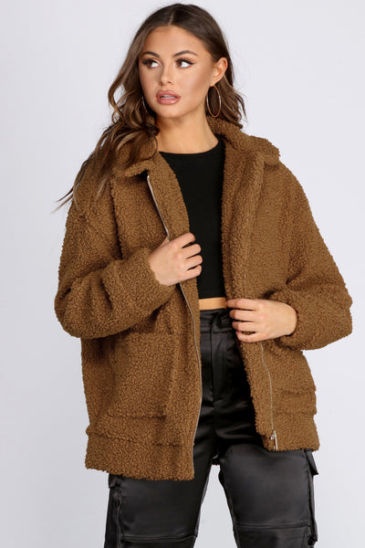 oversized teddy jacket