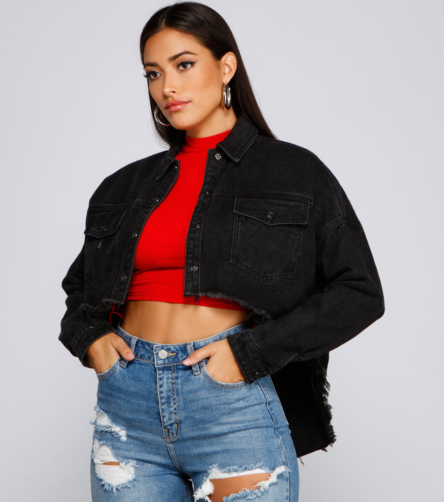 Casually Edgy High Low Cropped Denim Jacket & Windsor