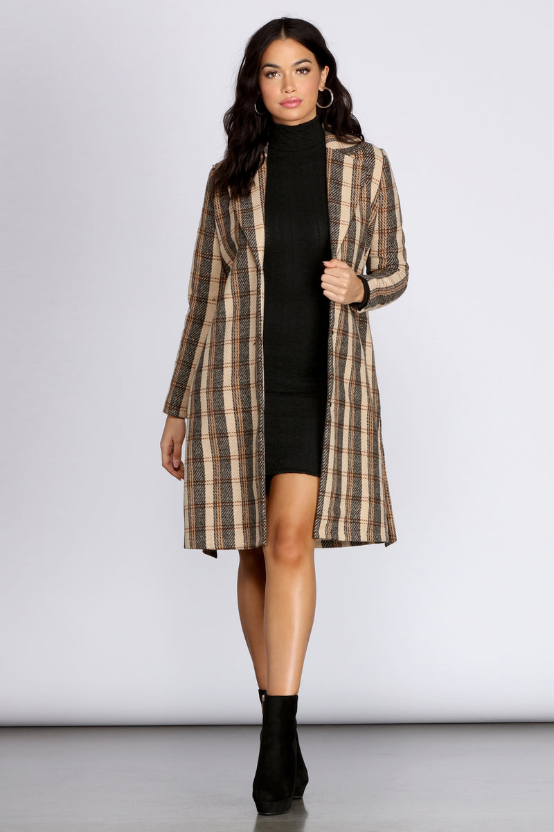 plaid maxi coat