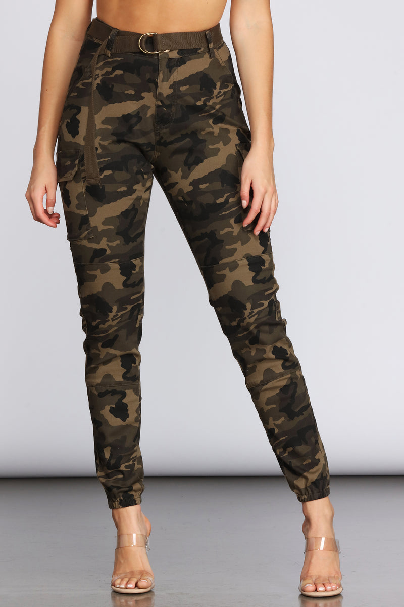 camo pants and heels