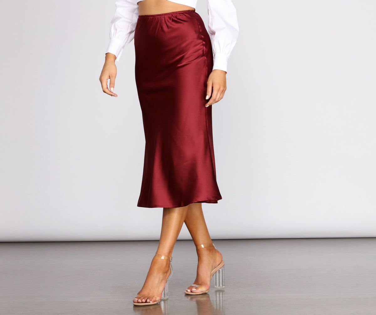 Make Your Move Satin Flare Midi Skirt & Windsor