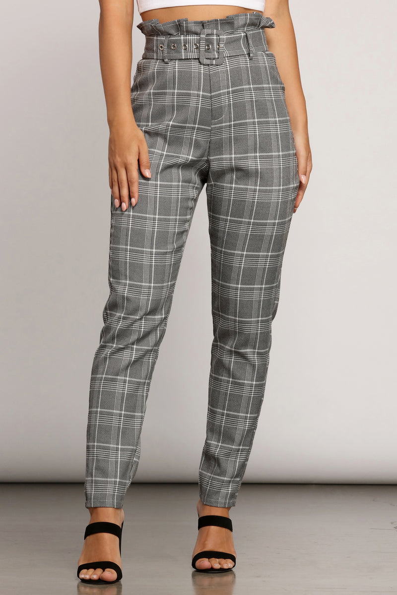 plaid slim tapered pant