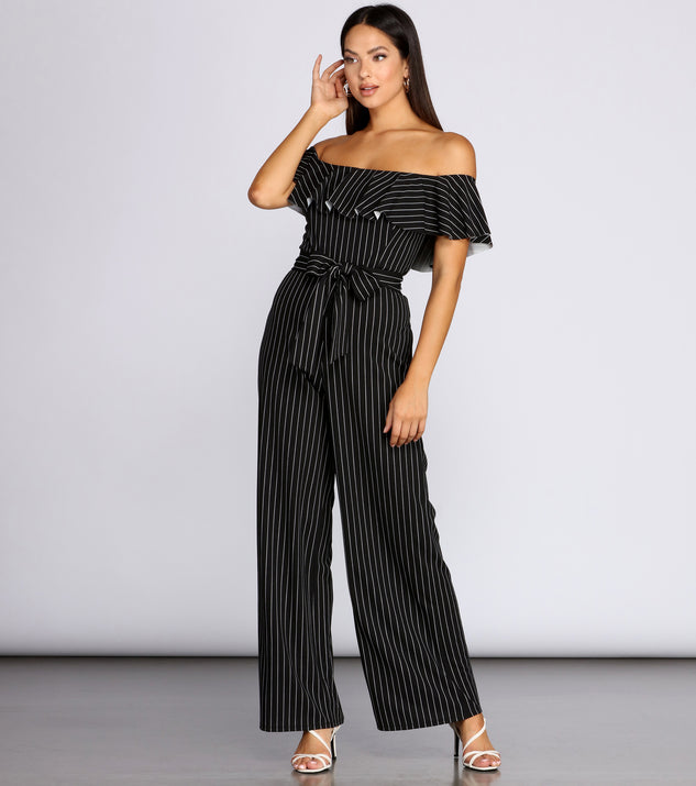 Stylishly Striped Off The Shoulder Jumpsuit & Windsor