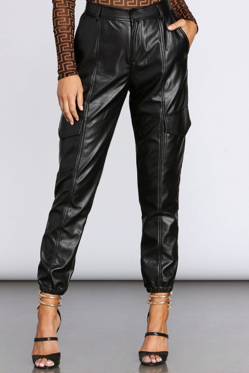 high waisted leather joggers