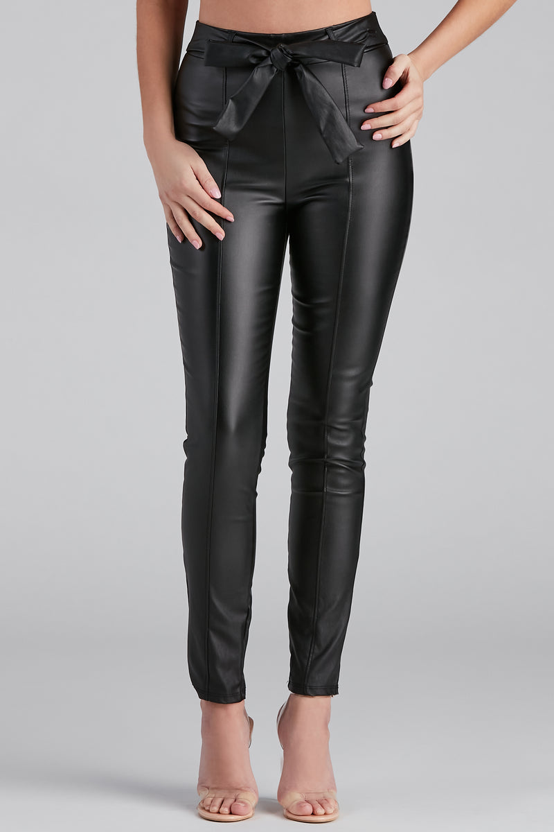 high waisted leather skinny jeans