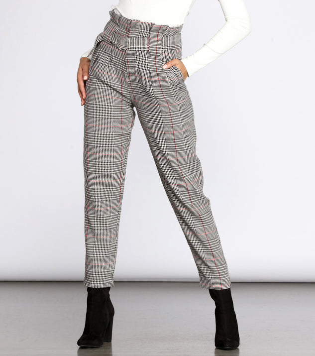 Glen Check Paper Bag Belted Pants#N#& Windsor