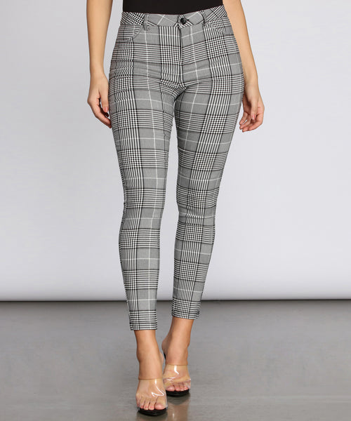 plaid skinny pants