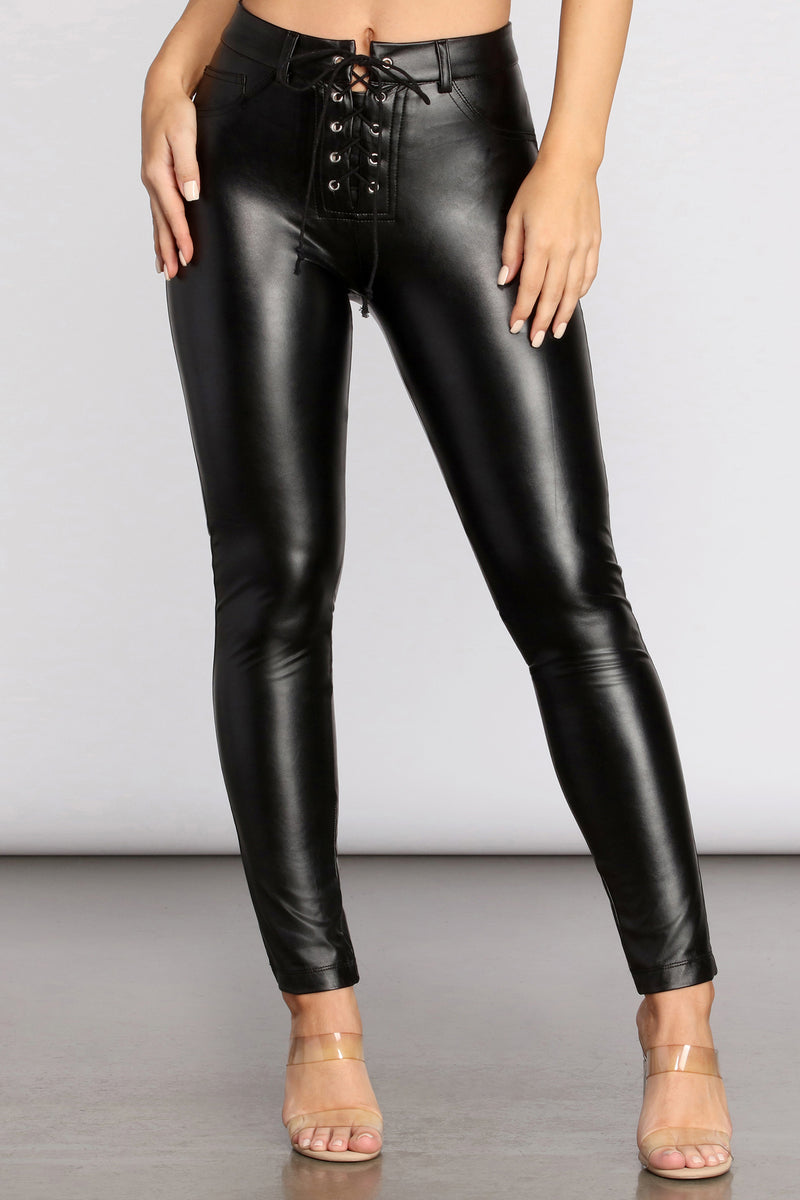 lace up leather pants