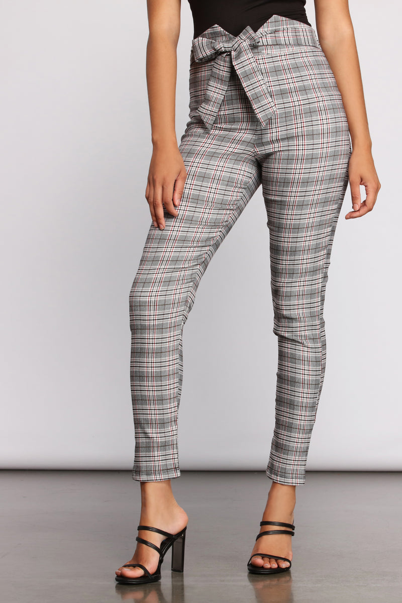 plaid high waisted skinny pants